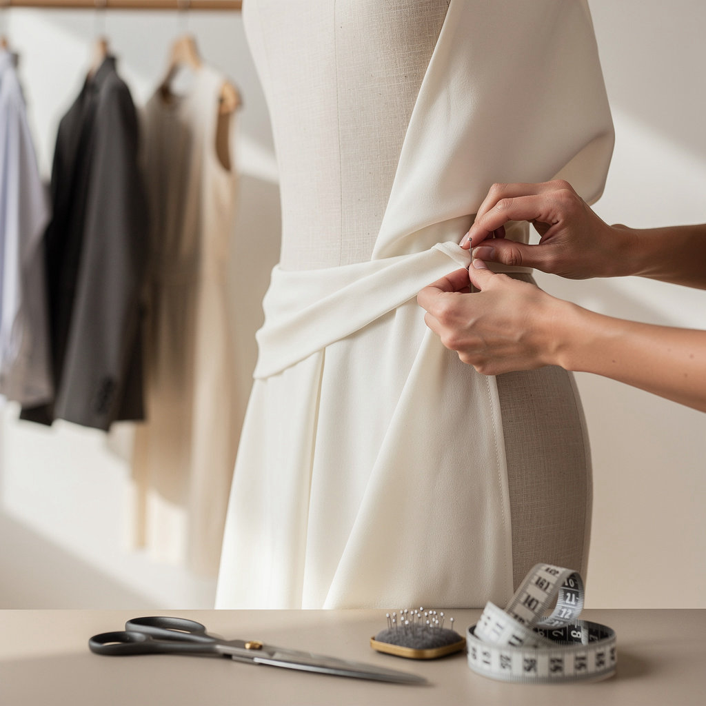 Zara expert tailor demonstrating precision clothing alteration and fitting service in London